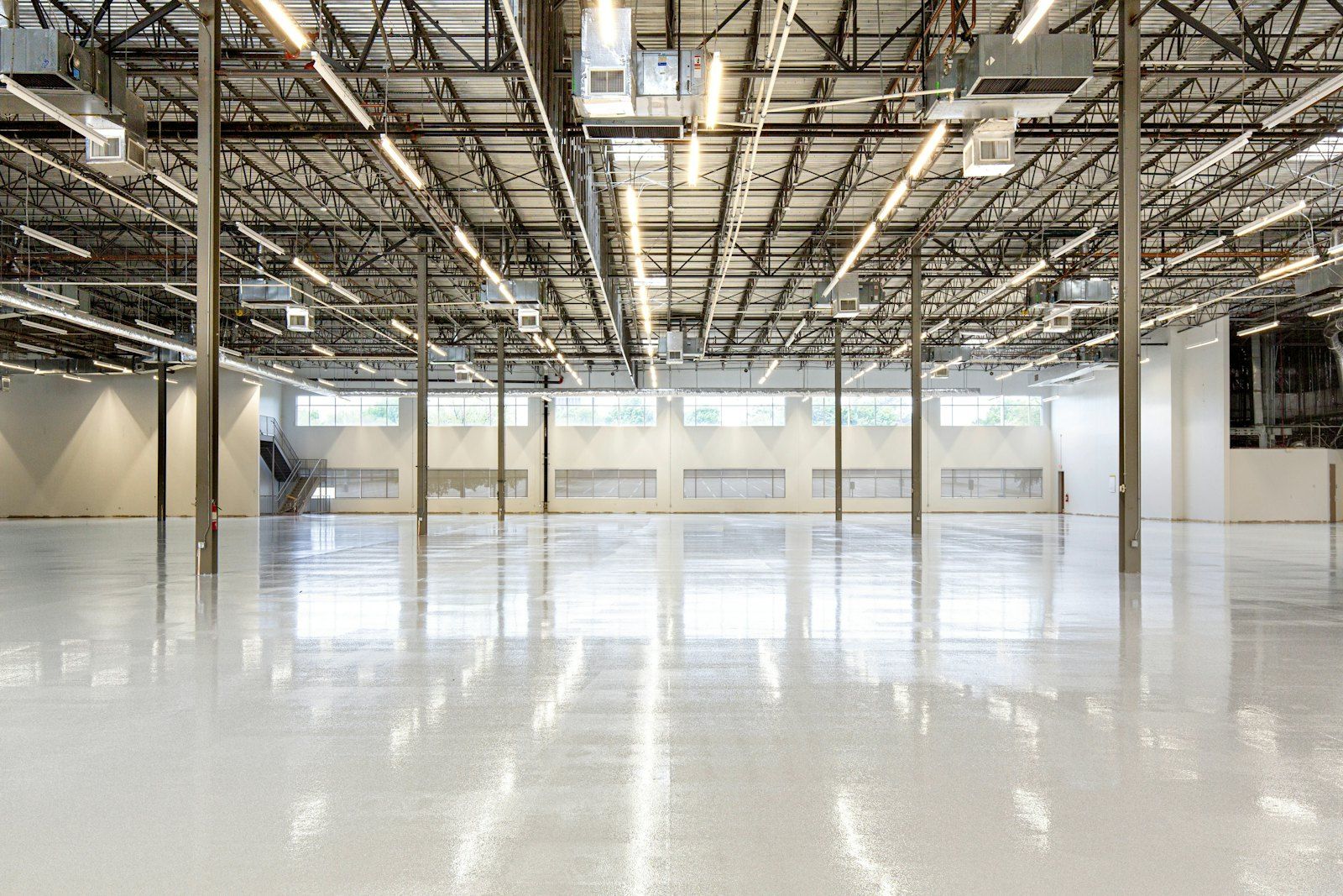 Large open concrete floor prepared and flat