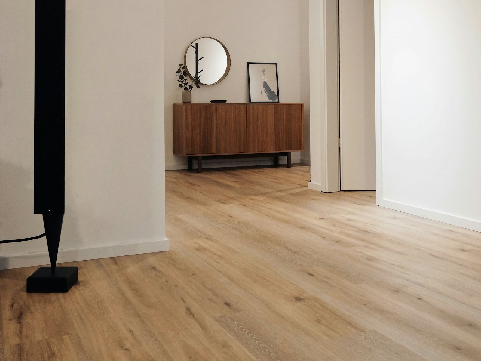 Wood-look plank flooring in an empty room